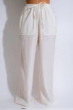 Linen Wide Leg Pants-Ivory White