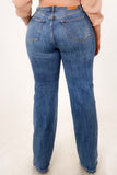 High Rise Offset Straight Jeans