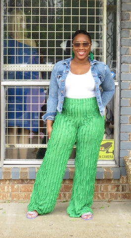 Ruffle pants (green)